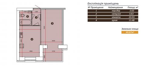 Однокомнатная квартира.