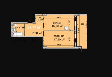 Однокомнатная квартира.