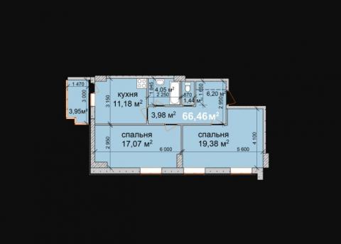 Двухкомнатная квартира.