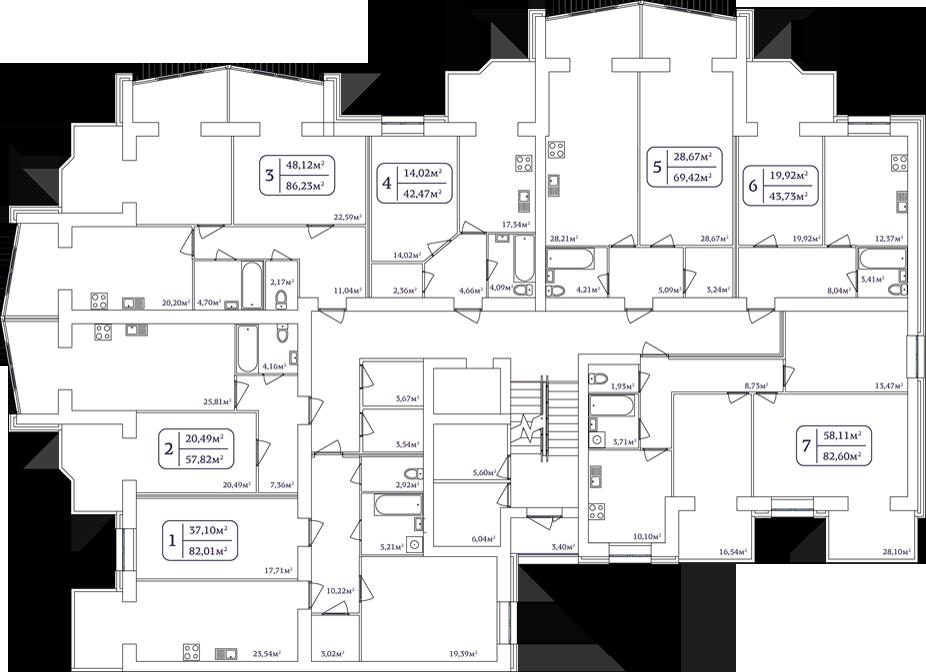 Планировка этажа ЖК Резиденция